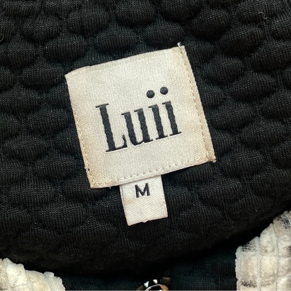 Luii Snake Animal Print Faux Suede Quilted Textured Jacket Beige Black Size M - Picture 8 of 10